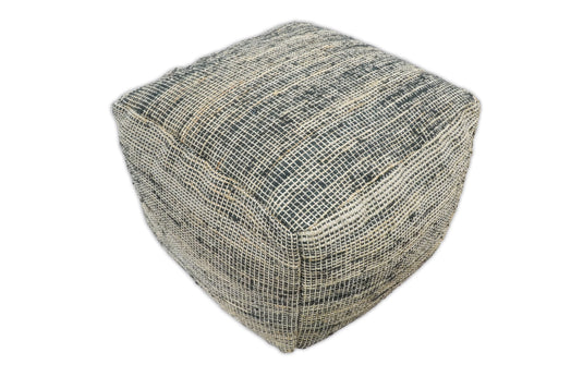 Natural Large Black And Brown Hand Woven Jute Pouf Footstool, Seat, Foot Rest Living Room, Bedroom