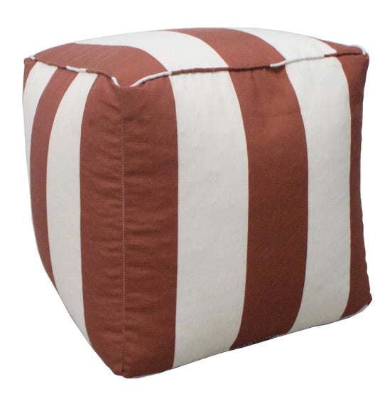 Terracotta Nautical Stripes Polyester Outdoor Ottoman Pouf Footstool, Seat, Foot Rest Living Room, Bedroom