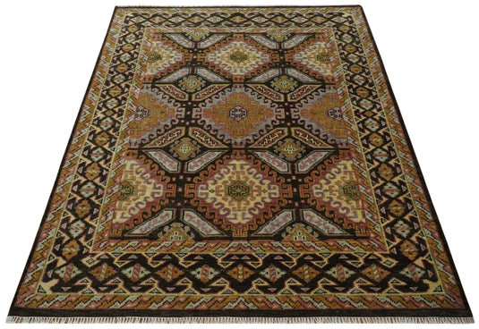 Gold, Black and Brown Hand knotted Multi Size Oriental wool Area Rug