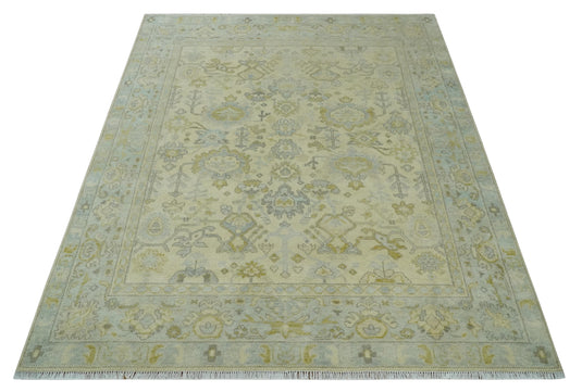 Antique Finish Beige and Silver Hand knotted Multi size Oushak wool Area Rug