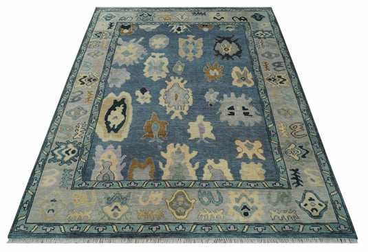 Antique look Hand knotted Blue, Silver and Beige Multi size wool Area Rug