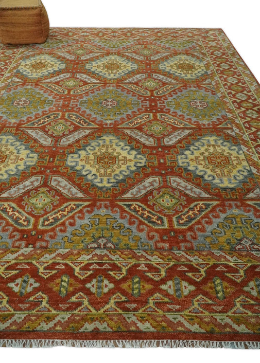 Hand Knotted Oriental Oushak Rug Rust and Beige Multi Size Ideal for Living, Bedroom, and Dining Rooms | CP1781