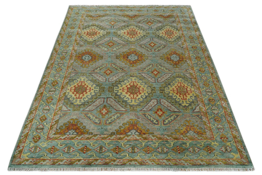 Hand Knotted Oriental Oushak Rug Grey, Silver and Beige Multi Size Ideal for Living, Bedroom, and Dining Room