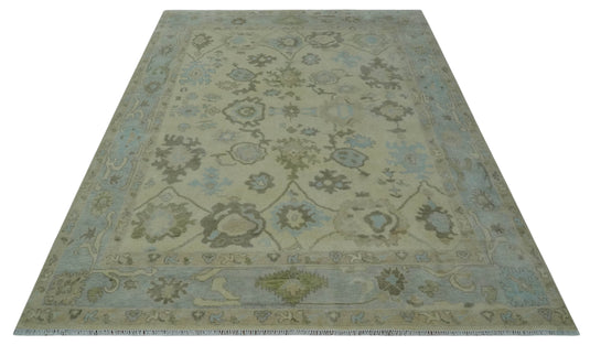 Hand Knotted Oriental Oushak  Rug Beige and Grey Multi Size Ideal for Living, Bedroom, and Dining Rooms |CP1709