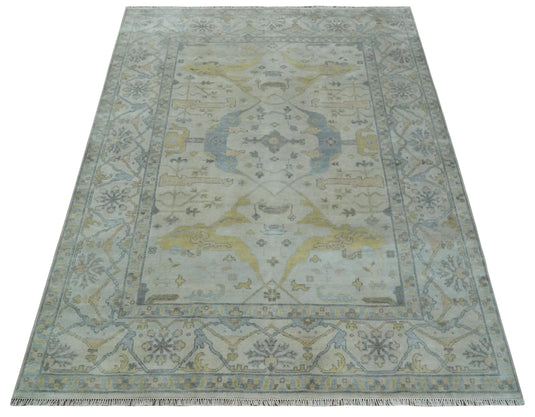 Traditional Oushak Hand knotted Beige and Grey 9x12 wool Area Rug