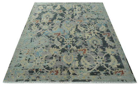 Traditional Silver, Beige and Charcoal Hand knotted wool Area Rug