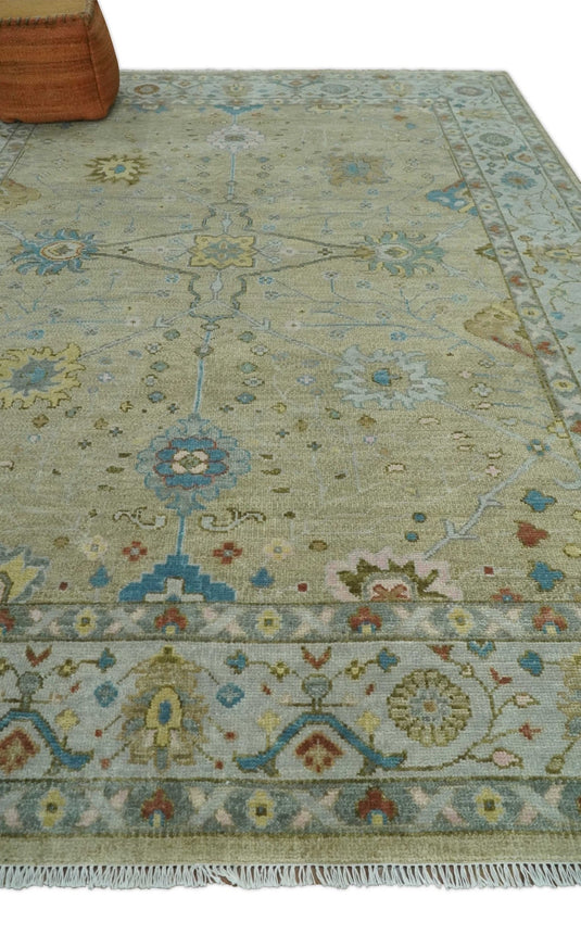 Persian Hand Knotted Oriental Oushak rug Beige and Ivory Multi Size Ideal for Living, Bedroom, and Dining Rooms |CP1205