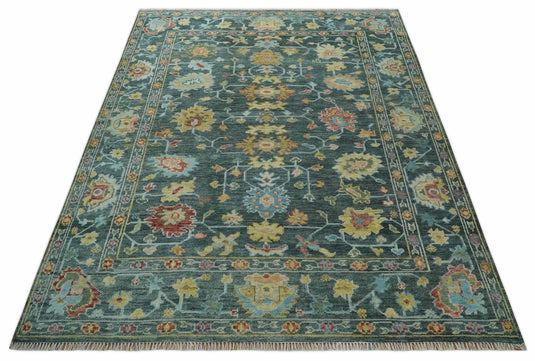 Hand Knotted Oriental Oushak Rug Grey, Beige and Aqua Multi Size Ideal for Living, Bedroom, and Dining Room CP2039