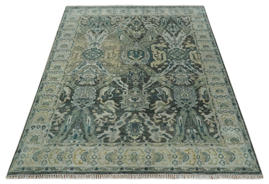 Antique Gray and Silver Oriental Oushak Hand knotted Multi Size wool Area Rug | CP1328