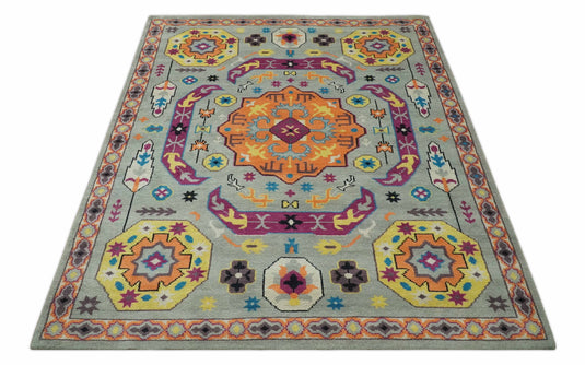 Custom Made Traditional Pattern Multicolor Hand Knotted wool Area Rug