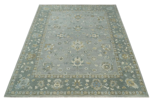 Custom Made Traditional Oriental Gray, Brown And Ivory Hand Knotted Wool Area Rug