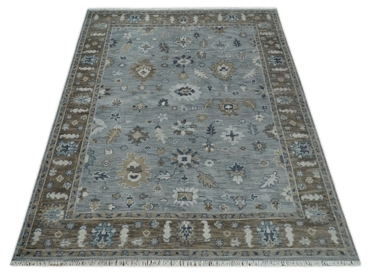 Custom Made Traditional Gray And Brown Hand Knotted Wool Area Rug