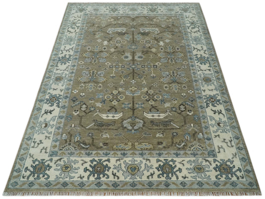 Hand Knotted Oriental Oushak Rug Camel, Ivory and Silver Multi Size Ideal for Living, Bedroom, and Dining Rooms | CP1704