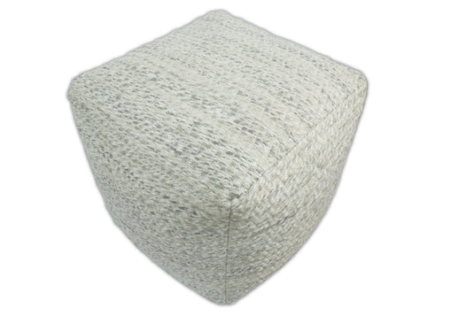 Ottoman Viscose Ivory, Beige And Gray Chevron Handwoven Pouf Footstool, Seat, Foot Rest Living Room, Bedroom