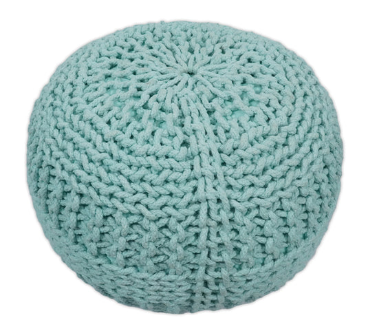 Handmade Aqua Macrame Pouf Ottoman Footstool, Seat, Foot Rest Living Room, Bedroom