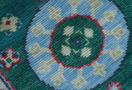 Traditional Khotan Design Teal 3x5 ft Hand Knotted Wool Area Rug