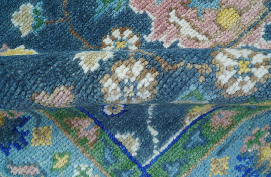 Antique Hand Knotted Green Moss and Blue Living Room Rug Traditional Oushak Wool area rug- (FC)