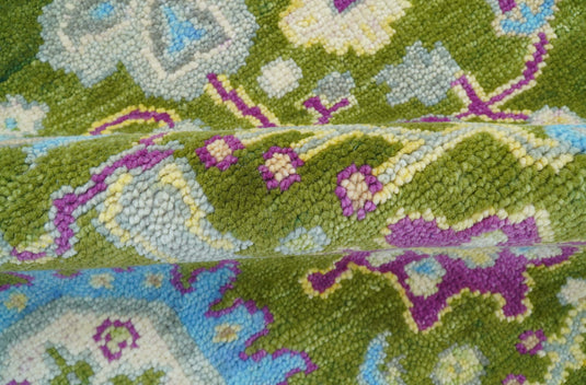 Hand Knotted Green Traditional Oushak Wool Rug Ideal for Living, Bedroom And Dining Rooms- (FC)