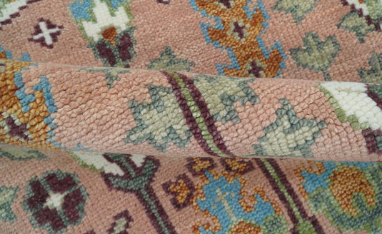 Pink And Olive Tree of Life Vintage Hand Knotted Wool Rug Living Room Rug- (FC)