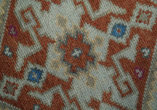 Custom Made Traditional Medallion Pattern Beige, Grey and Blue Hand Knotted wool Area Rug