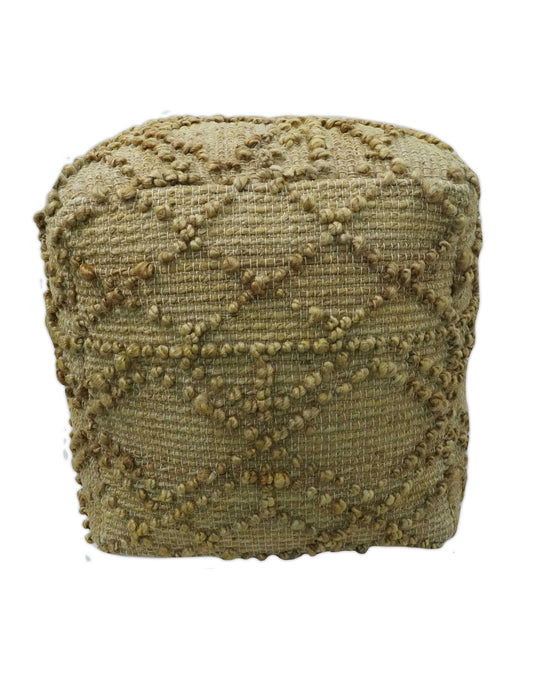 Geometric Beige Jute Footstool, Seat, Foot Rest Living Room, Bedroom