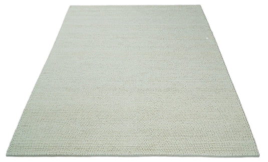 Available in USA Hand-Woven Solid Ivory 5x8,6x9, 8x10,9x12 ft Bedroom, Living Room Rug, kids Room Wool Area Rug | AADOV1