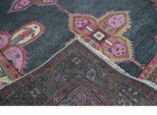 Hand Knotted Heriz Serapi Rug Grey and Pink 6x9 ft Ideal for Living, Bedroom, and Dining Rooms | CP191169