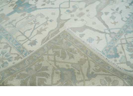 Hand Knotted Oriental Oushak Rug Teal and Ivory 8x10 ft Ideal for Living, Bedroom, and Dining Rooms | CP1878810S