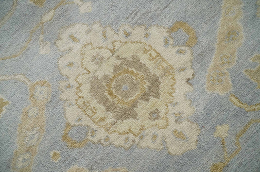 Hand Knotted Traditional Oushak Blue, Beige and Ivory 8x10 ft Bedroom, Living Room Rug ,wool Area Rug