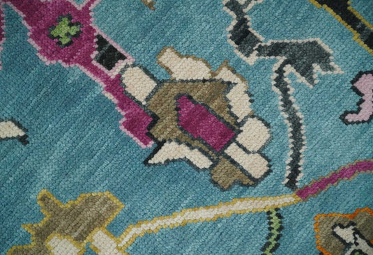 Hand Knotted Oriental Oushak Colorful Rug Blue and Beige 8x10 ft Ideal for Living, Bedroom, and Dining Rooms | CP1861810