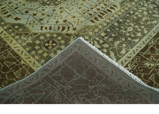 Hand Knotted Medallion Mamluk Rug Silver and Green 9x12 ft Ideal for Living, Bedroom, and Dining Rooms | CP1905912S