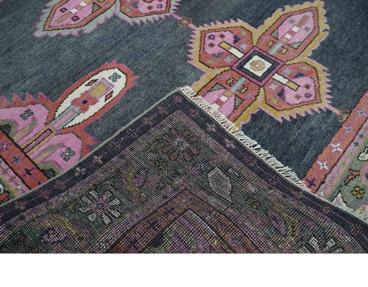 Hand Knotted Heriz Serapi Rug Grey and Pink 8x10 ft Ideal for Living, Bedroom, and Dining Rooms | CP1911810S