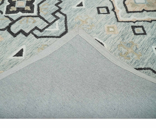 Custom Made Ivory, Gray And Charcoal Traditional Pattern Hand Tufted Wool Area Rug