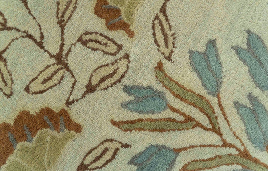 Custom Made Traditional Floral Brown And Beige Hand Tufted Wool Area Rug