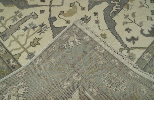 Hand Knotted Ivory, Gray And Olive Oriental Oushak Rug 6x9 ft Ideal for Living, Bedroom And Dining Rooms | CP234969