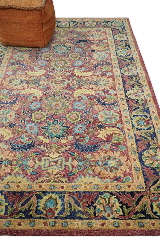 Custom Made Colorful Antique Hand Tufted Wool Area Rug