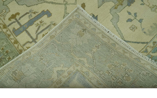 Custom Made Hand Knotted Sage Green, Beige, Gray And Green Oriental Oushak Wool Area Rug