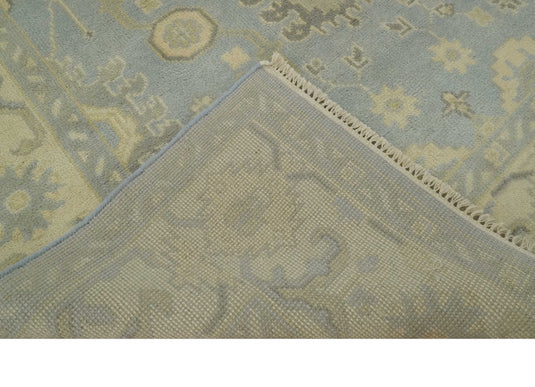 Custom Made Hand Knotted Traditional Pattern Gray And Beige Wool Area Rug