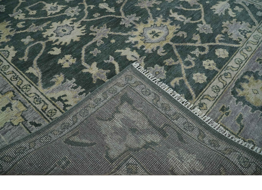 Hand Knotted Traditional Oushak Rug Grey and Charcoal Multi Size Ideal for Living, Bedroom, and Dining Room