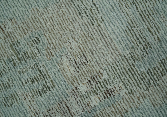 Modern Abstract Charcoal And Gray Hand Knotted 8x10 ft Bedroom, Living Room Rug Wool Area Rug- (FC)