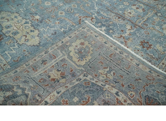 Blue And Silver Vintage Traditional Handknotted Persian Rug Made with Wool | Oxidised,DIstressed low Pile Vintage Rug, Living Room Rug