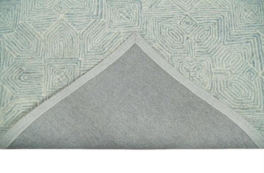 Custom Made Modern Moroccan Ivory And Gray Hand Tufted Wool Area Rug