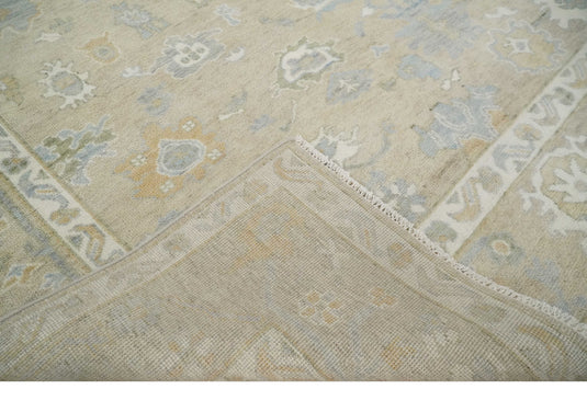 Hand Knotted Traditional Oushak Rug Camel and Ivory Multi Size Ideal for Living, Bedroom, and Dining Room