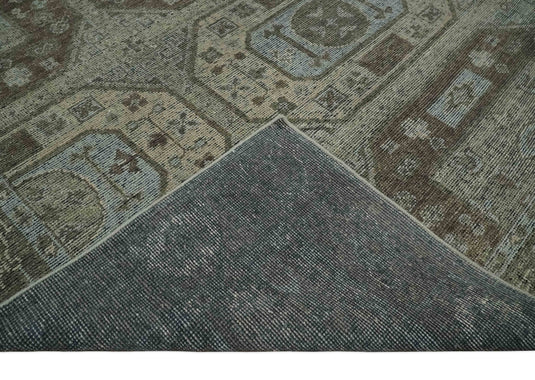 Traditional Antique Beige And Brown Hand Knotted 8x10 ft Bedroom, Living Room Rug Wool Area Rug