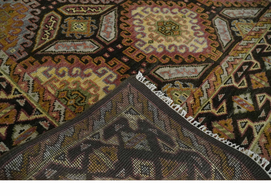 Gold, Black and Brown Hand knotted Multi Size Oriental wool Area Rug