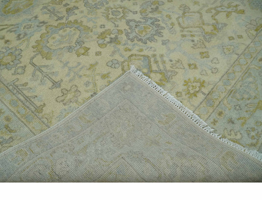 Antique Finish Beige and Silver Hand knotted Multi size Oushak wool Area Rug