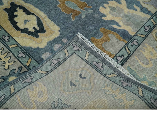 Antique look Hand knotted Blue, Silver and Beige Multi size wool Area Rug