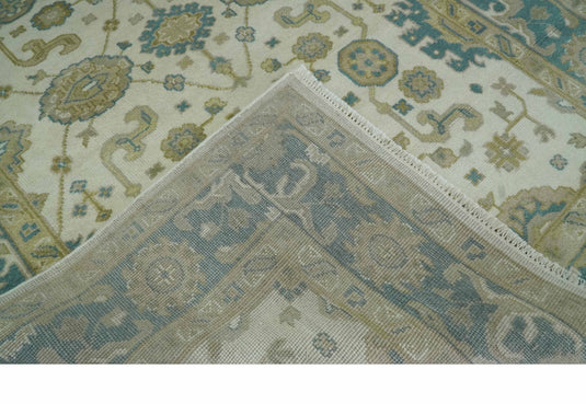 Hand Knotted Beige, Camel and Teal Oushak Rug 6x9 ft Ideal for Living, Bedroom And Dining Rooms | CP233669