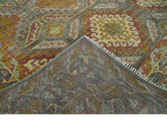 Gold and Gray Hand knotted Oriental Multi Size wool Area Rug