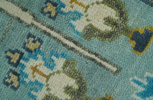 Turkish Wool Oushak Rug, Blue and Ivory Hand Knotted 6x9, 8x10, 9x12 and 10x14 Antique Vintage Style Rug, Bedroom, Living Room Rug